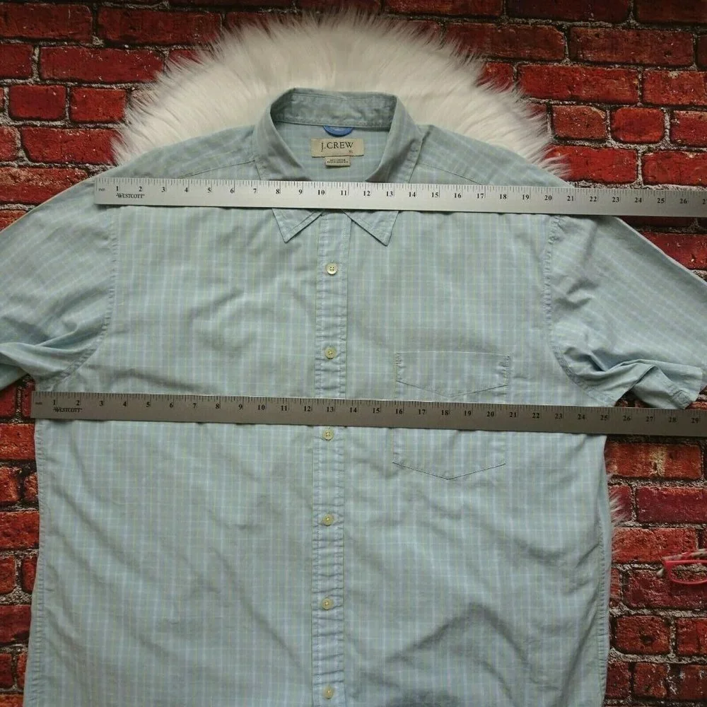 J. Crew Men's Plaid Button-Down Shirt Top Short Sleeves Career Casual Relaxed XL